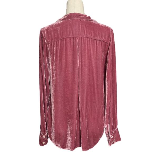 Velvet Graham Spencer Viscose Silk Long Sleeve Button Down L Pink Soft Cozy - Picture 3 of 13